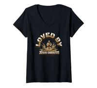 Femme Aimé par Jésus-Christ Dieu est Grand Prier dans l'Église T-Shirt avec Col en V