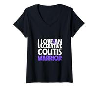 Femme Aimer un guerrier de la colite T-Shirt avec Col en V
