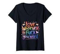 Femme Aimez qui vous voulez, mois de la fierté LGBTQ T-Shirt avec Col en V
