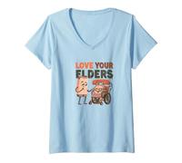 Femme Aimez Vos aînés T-Shirt avec Col en V