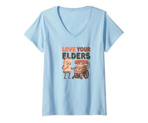 Femme Aimez Vos aînés T-Shirt avec Col en V