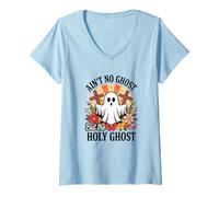 Femme Ain't No Ghost But The Holy Ghost Halloween T-Shirt avec Col en V