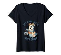 Femme Ain't No Ghost Like The Holy Ghost Halloween T-Shirt avec Col en V