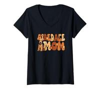Femme Airedale Terrier Groovy, la Meilleure Maman Airedale du T-Shirt avec Col en V