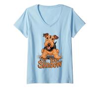 Femme Airedale Terrier, Je suis Ton Chiot fidèle à Shadow T-Shirt avec Col en V