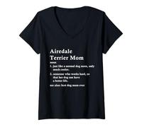Femme Airedale Terrier Mom Definition Funny Waterside Dog Owner T-Shirt avec Col en V