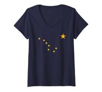 Femme AK Drapeau de l'État de l'Alaska Big Dipper Ursa Major North Star T-Shirt avec Col en V