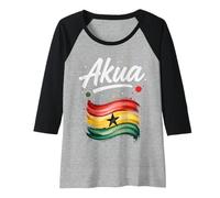 Femme Akua Ghana Drapeau ghanéen Nom d'anniversaire Cadeau Manche Raglan