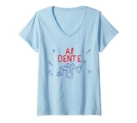 Femme Al Dente Pasta Cute Pasta Club Foodie Pâtes Italiennes T-Shirt avec Col en V