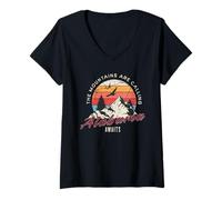 Femme Alabama Awaits The Mountains Are Calling, Smokey Mountains T-Shirt avec Col en V