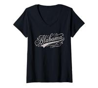 Femme Alabama Floral Script Boutique Distressed Women's & Girls T-Shirt avec Col en V