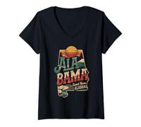 Femme Alabama Sweet Home State - Bama Pride Outdoor Graphic T-Shirt avec Col en V