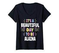 Femme Alaina Personalized Name Beautiful Day Alaina T-Shirt avec Col en V