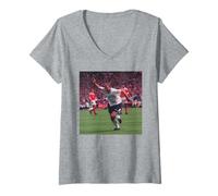 Femme Alan Shearer Ballon de Football Angleterre Suisse Euro 1996 T-Shirt avec Col en V