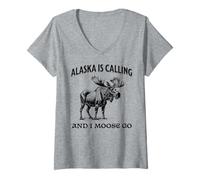 Femme Alaska is Calling and I Moose Go Funny T-Shirt avec Col en V