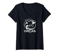Femme Alaska Retro Ocean Whale Scene Scenic Outdoor T-Shirt avec Col en V