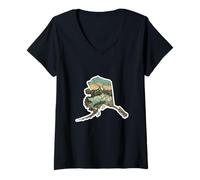 Femme Alaska Tundra Nord Terres Sauvages Voyage Montagnes T-Shirt avec Col en V
