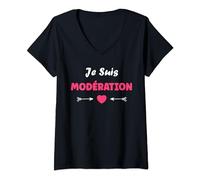 Femme Alcool Humour Boire Apéro duo femme je suis modération T-Shirt avec Col en V