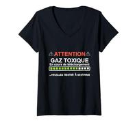 Femme Alerte Gaz Toxique Téléchargement en Cours Homme Femme T-Shirt avec Col en V
