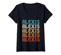 Femme Alexis First Given Name Pride Rétro personnalisé T-Shirt avec Col en V