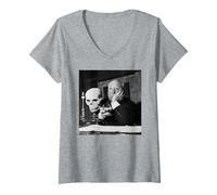 Femme Alfred Hitchcock, Le maître du Suspense et réalisateur de Films psychotiques T-Shirt avec Col en V