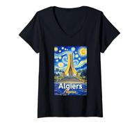 Femme Alger Algérie T-Shirt avec Col en V