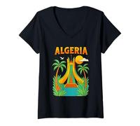 Femme Algeria Mémorial du Martyr Algérie Dz Souvenir Alger Culture T-Shirt avec Col en V