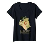 Femme Algérie Éternelle - Identité, Paix et Héritage T-Shirt avec Col en V