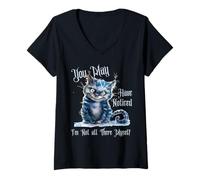 Femme Alice Adventures Wonderland Livre Vintage Citation Lewis Carrol T-Shirt avec Col en V