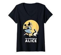Femme Alice im Wunderland und das weiße Kaninchen Fantasiewelt T-Shirt avec Col en V