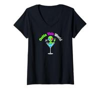Femme Alien Area 51 Extraterrestrial Event UFO Margaritas Party T-Shirt avec Col en V