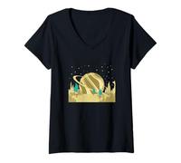 Femme Alien Planet Paysage avec Flore étrange T-Shirt avec Col en V