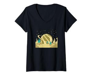 Femme Alien Planet Paysage avec Flore étrange T-Shirt avec Col en V