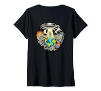 Femme Alien Wave : OVNI mondial, petit homme vert, drôle, planète Terre T-Shirt avec Col en V