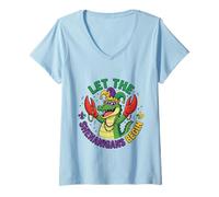 Femme Aligator Crocodiles Mardi Gras Laisse Les manigances Commencer T-Shirt avec Col en V