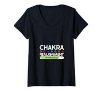 Femme Alignement des Chakras - l'énergie en Mouvement T-Shirt avec Col en V
