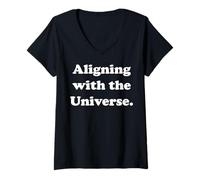 Femme Aligning With The Universe Connection T-Shirt avec Col en V