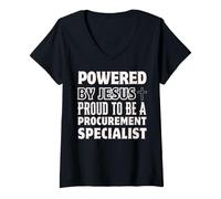 Femme Alimenté par Jésus Fier d'être Un spécialiste des achats T-Shirt avec Col en V