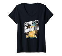 Femme Alimenté par Kombucha Rafraîchissant Lemon Vibe T-Shirt avec Col en V