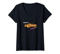 Femme Alimenté par la caféine et Les rêveries - Amateur de café T-Shirt avec Col en V