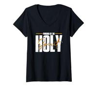 Femme Alimenté par Le Saint Esprit | Dieu Jésus Religion | Believer T-Shirt avec Col en V