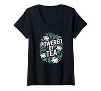 Femme Alimenté par Le thé T-Shirt avec Col en V