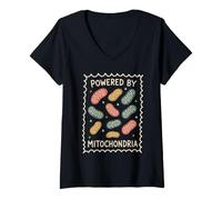 Femme Alimenté par Les organites cellulaires mitochondries Science T-Shirt avec Col en V