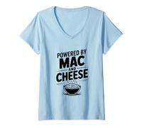 Femme Alimenté par Mac and Cheese Funny Foodie Humour T-Shirt avec Col en V