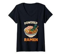 Femme Alimenté par Ramen Funny Japanese Food Lover T-Shirt avec Col en V