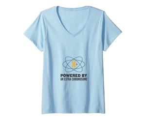 Femme Alimenté par Un Badge rétro Atomique Extra Chromosome T-Shirt avec Col en V