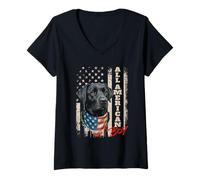 Femme All American Boy - Labrador Hunting Dog T-Shirt avec Col en V