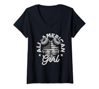 Femme All American Bun Girl T-Shirt avec Col en V