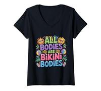Femme All Bodies are Bikini Bodies Self-Love Beach Mindset - T-Shirt avec Col en V