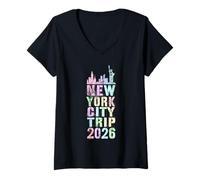 Femme All Girls New York City Trip 2026 Vacances USA Trip Birthday T-Shirt avec Col en V